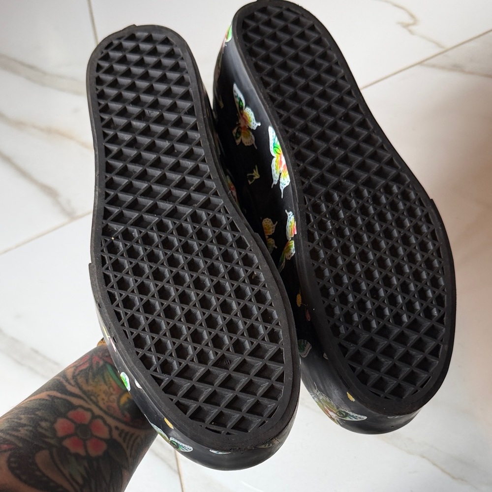 LIMITED EDITION Vans classic Black Canvas Sneakers platform Butterfly Print - Picture 5 of 15